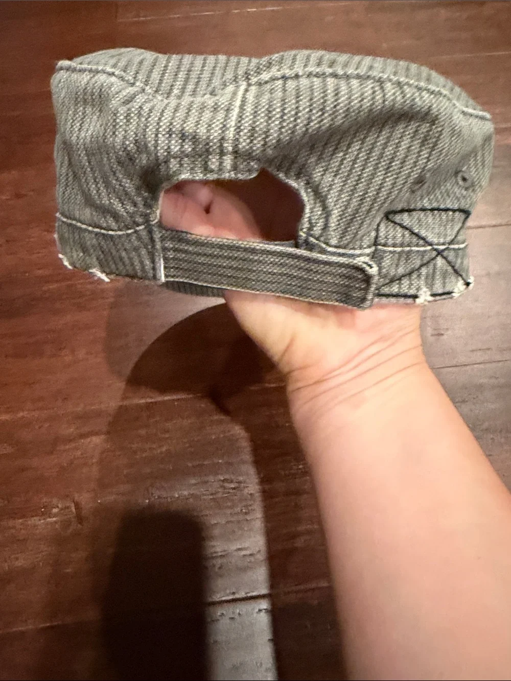 Gray Embellished Military-Style Cap with Crystal Motif